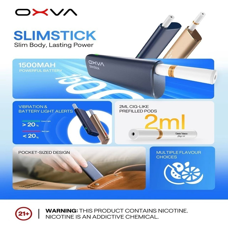OXVA SLIMSTICK 預注油加熱棒電子煙拋棄式 - 草莓覆盆莓子櫻桃